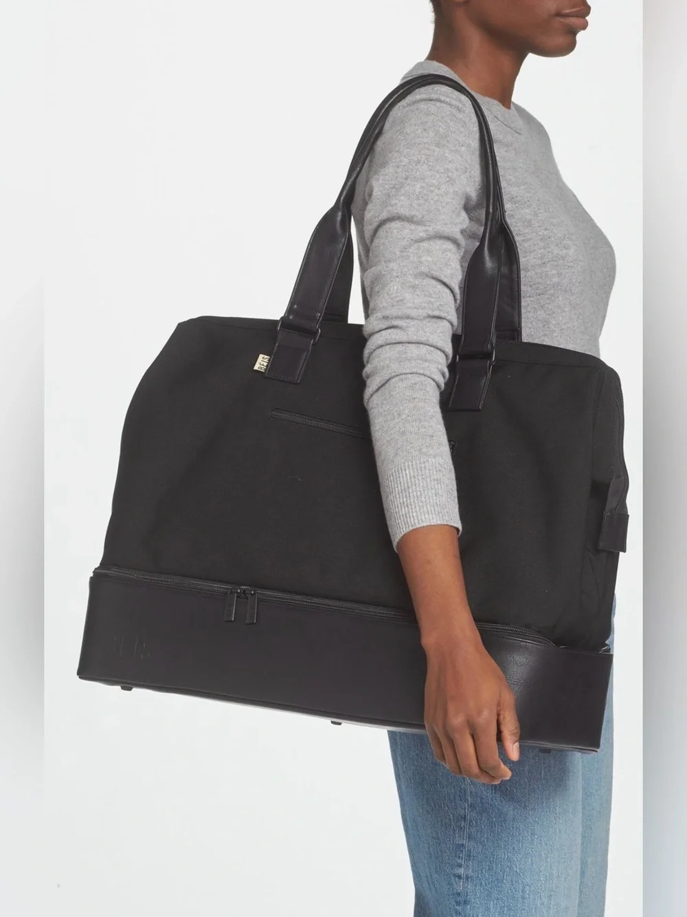 BEIS Black Two-Tier Weekender Travel Tote